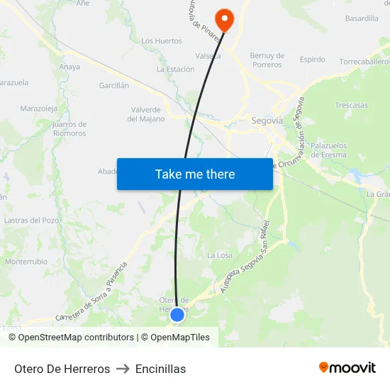Otero De Herreros to Encinillas map