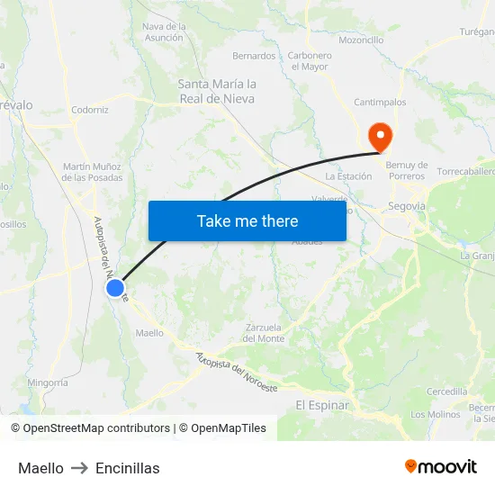 Maello to Encinillas map