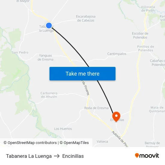 Tabanera La Luenga to Encinillas map