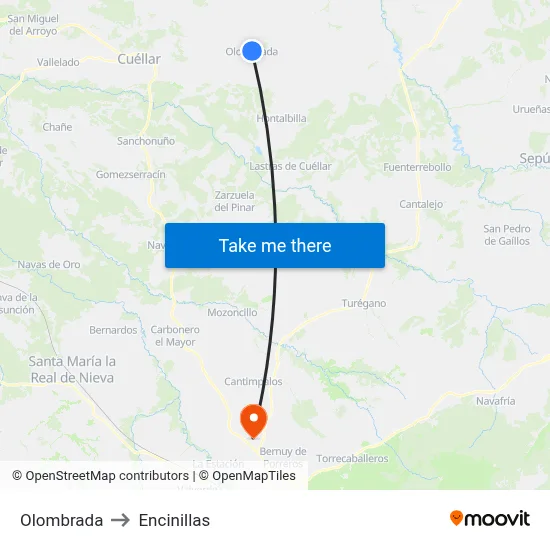 Olombrada to Encinillas map
