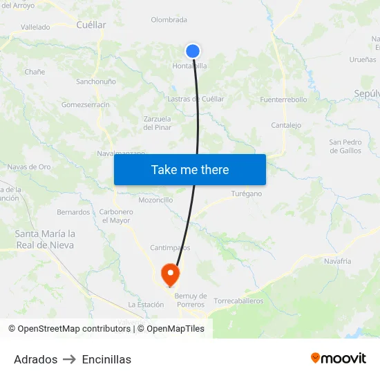 Adrados to Encinillas map