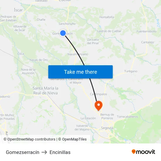 Gomezserracín to Encinillas map