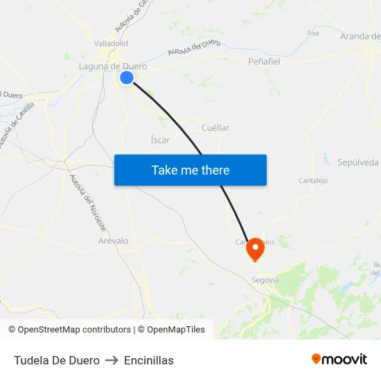 Tudela De Duero to Encinillas map