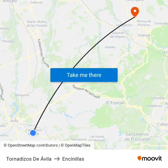 Tornadizos De Ávila to Encinillas map