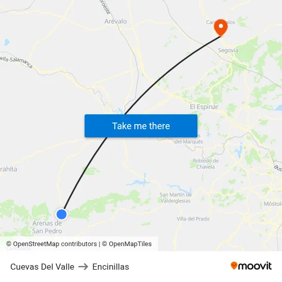 Cuevas Del Valle to Encinillas map
