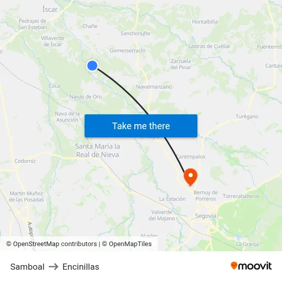 Samboal to Encinillas map