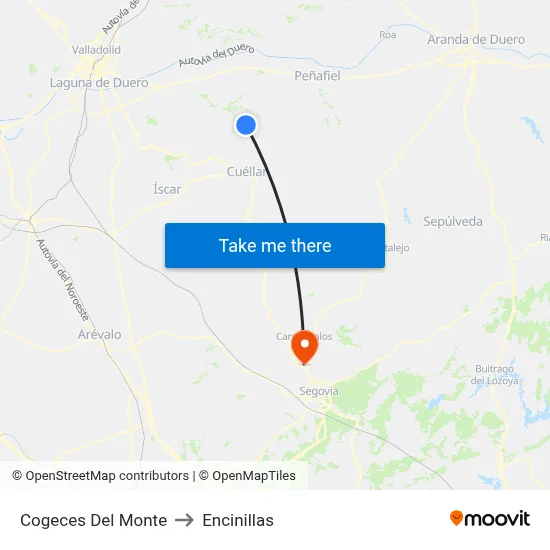 Cogeces Del Monte to Encinillas map
