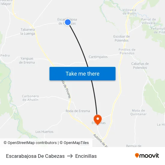 Escarabajosa De Cabezas to Encinillas map