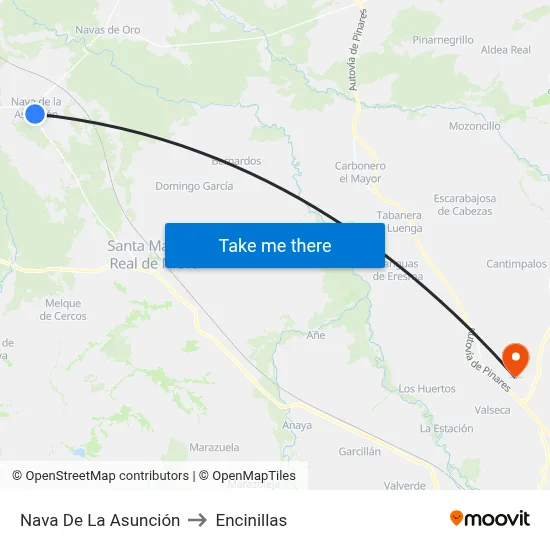 Nava De La Asunción to Encinillas map