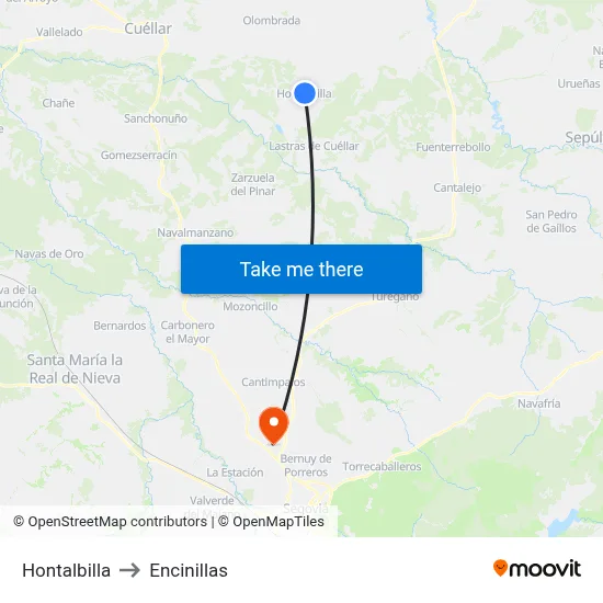 Hontalbilla to Encinillas map