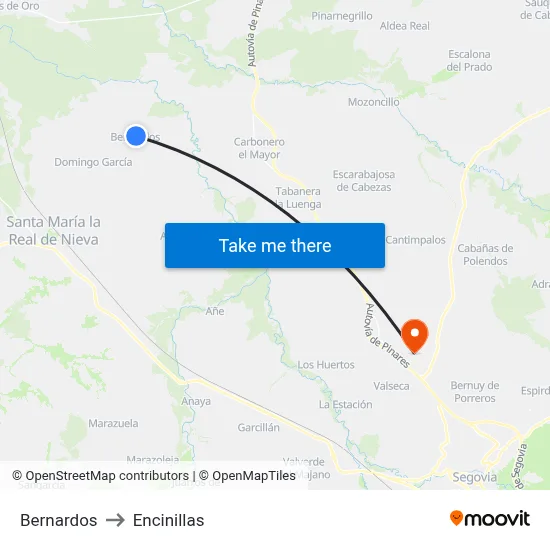 Bernardos to Encinillas map