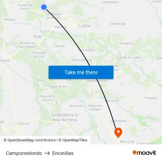 Camporredondo to Encinillas map