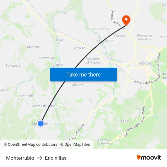 Monterrubio to Encinillas map