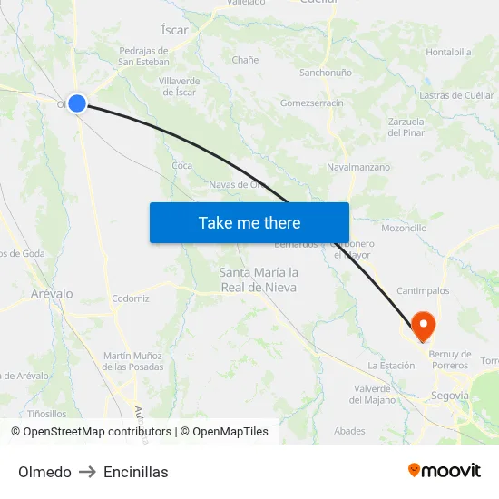 Olmedo to Encinillas map