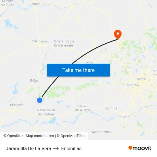 Jarandilla De La Vera to Encinillas map