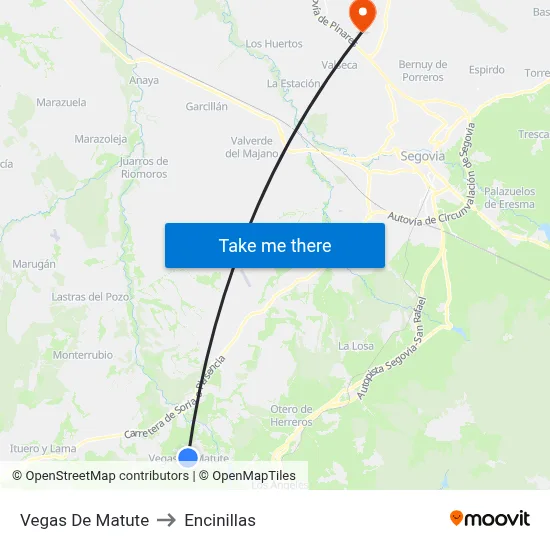 Vegas De Matute to Encinillas map