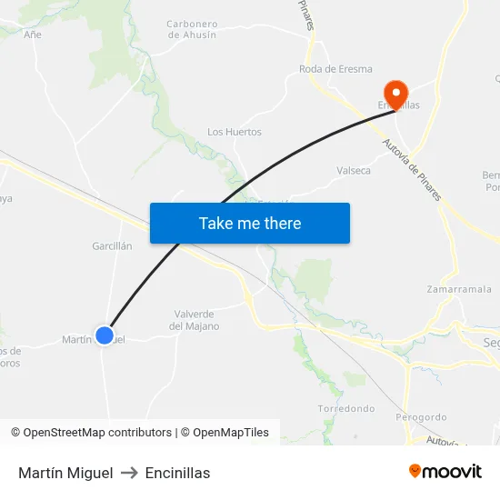 Martín Miguel to Encinillas map
