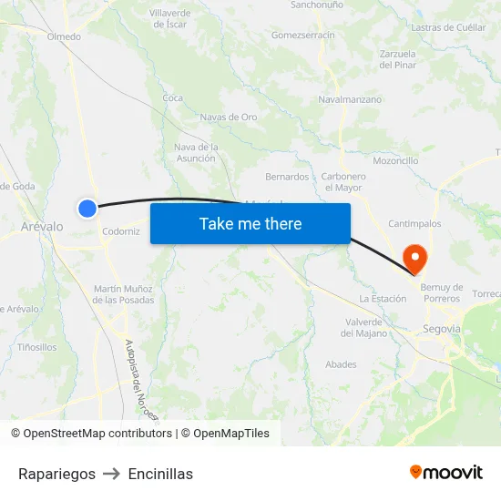 Rapariegos to Encinillas map