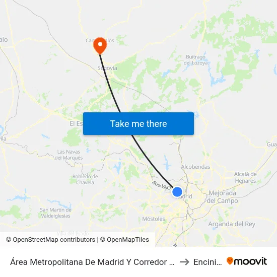 Área Metropolitana De Madrid Y Corredor Del Henares to Encinillas map