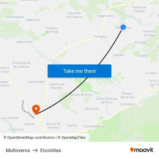 Muñoveros to Encinillas map