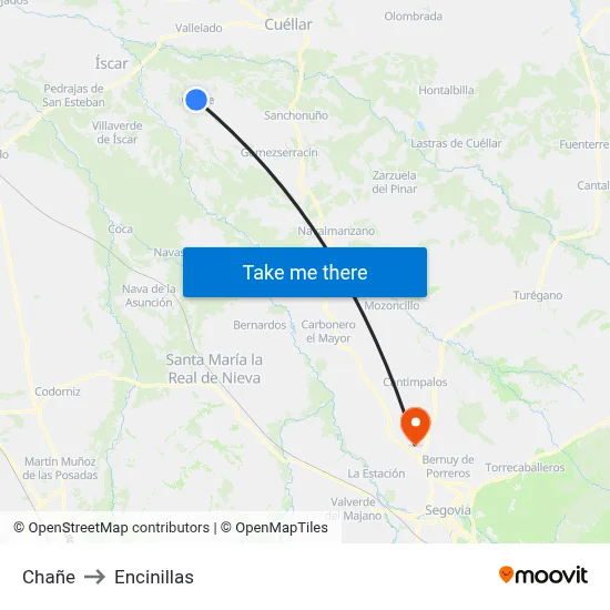 Chañe to Encinillas map
