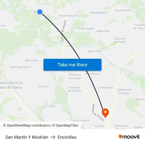 San Martín Y Mudrián to Encinillas map