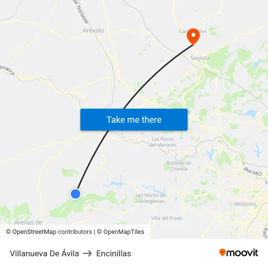 Villanueva De Ávila to Encinillas map