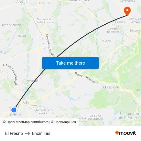 El Fresno to Encinillas map