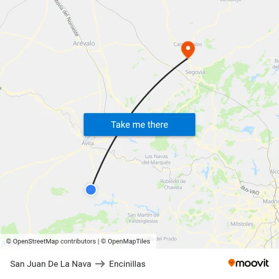 San Juan De La Nava to Encinillas map