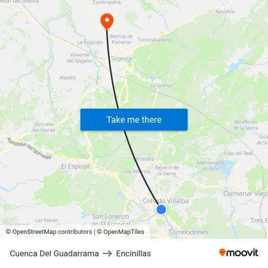 Cuenca Del Guadarrama to Encinillas map