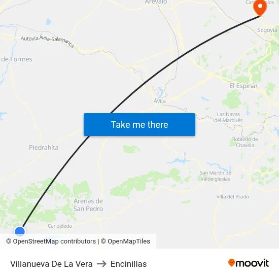 Villanueva De La Vera to Encinillas map