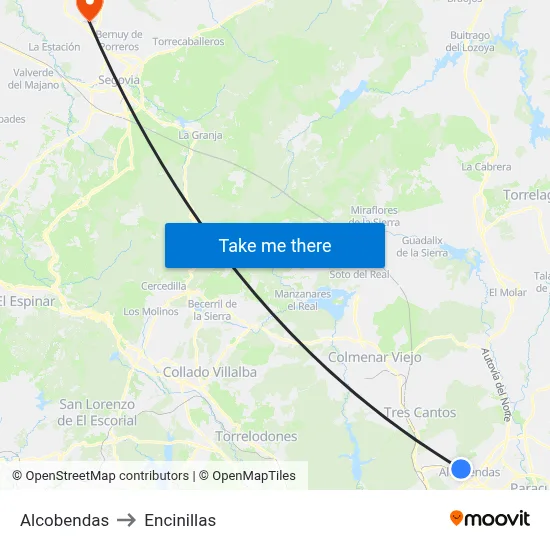 Alcobendas to Encinillas map