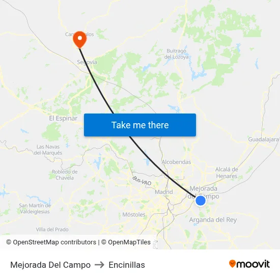 Mejorada Del Campo to Encinillas map
