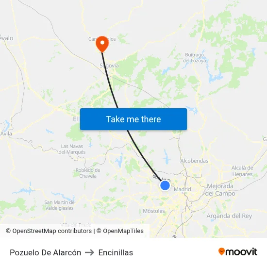 Pozuelo De Alarcón to Encinillas map