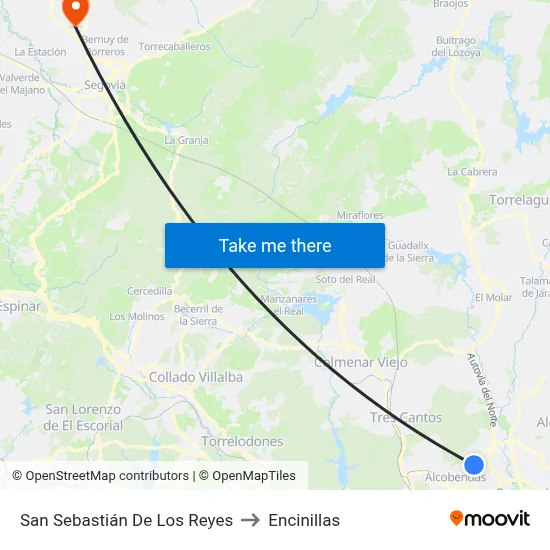 San Sebastián De Los Reyes to Encinillas map