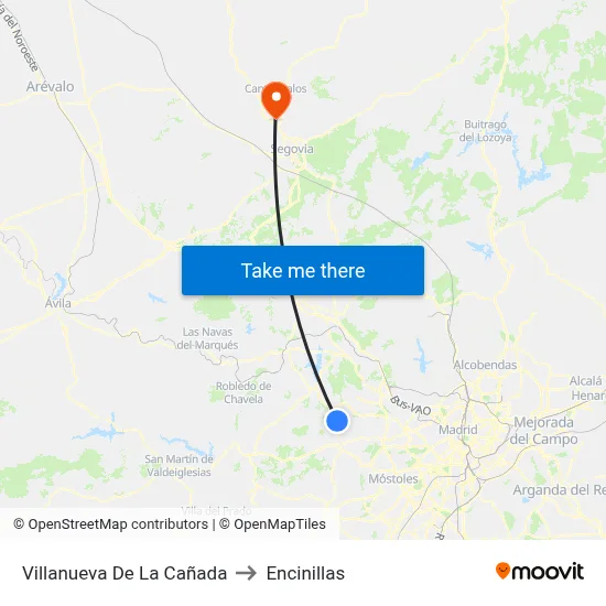 Villanueva De La Cañada to Encinillas map