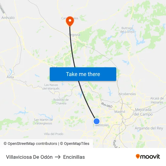 Villaviciosa De Odón to Encinillas map