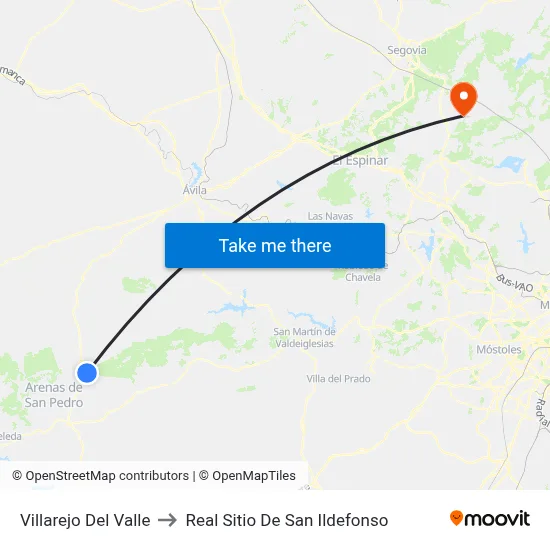 Villarejo Del Valle to Real Sitio De San Ildefonso map