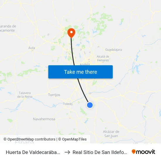 Huerta De Valdecarábanos to Real Sitio De San Ildefonso map