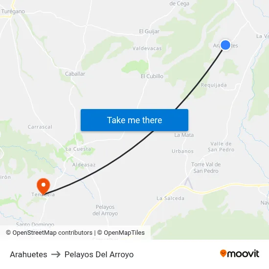 Arahuetes to Pelayos Del Arroyo map