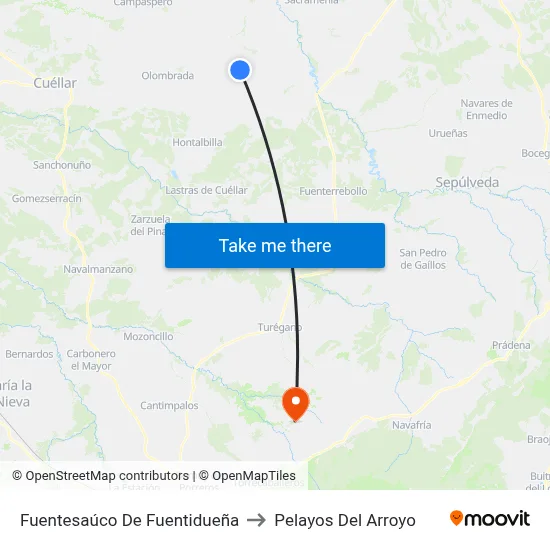 Fuentesaúco De Fuentidueña to Pelayos Del Arroyo map
