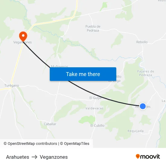 Arahuetes to Veganzones map