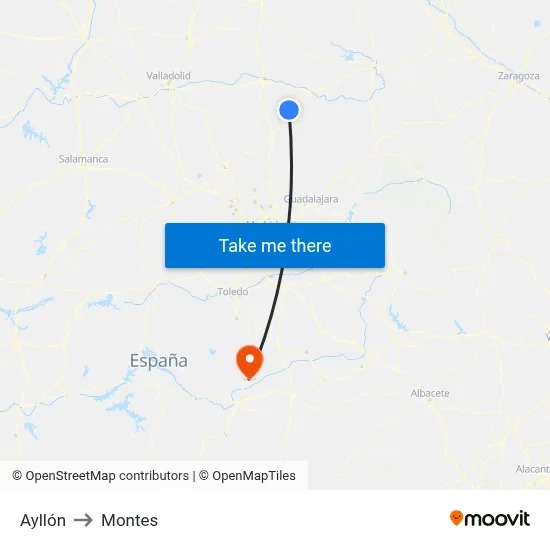 Ayllón to Montes map