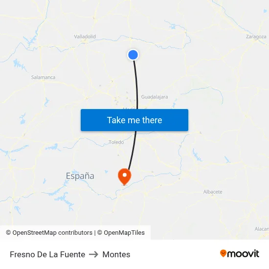 Fresno De La Fuente to Montes map