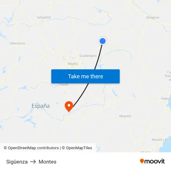 Sigüenza to Montes map