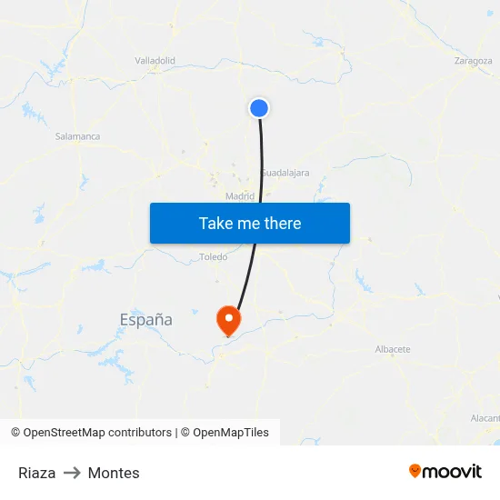 Riaza to Montes map