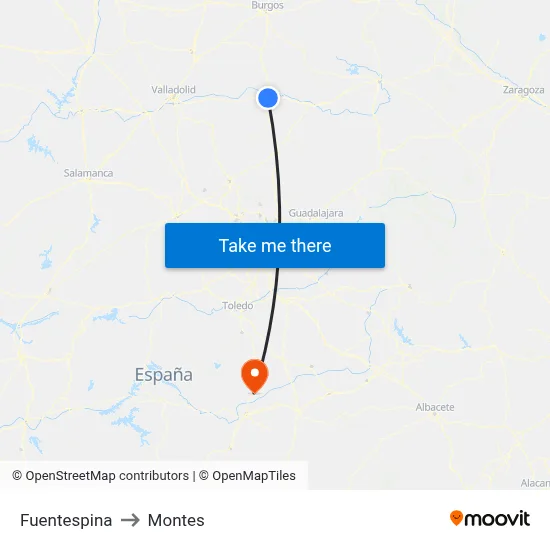 Fuentespina to Montes map