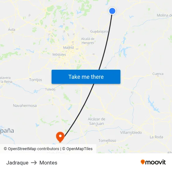Jadraque to Montes map