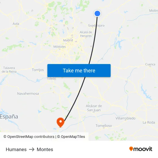 Humanes to Montes map