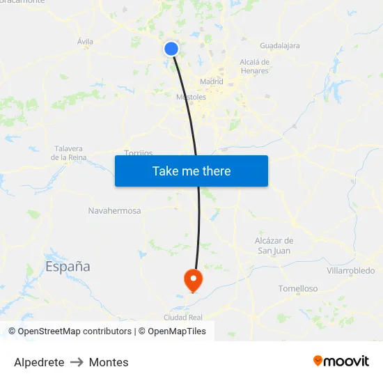 Alpedrete to Montes map